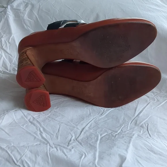 Fluevog Shoes Brown Leather Heels with Black Straps 9.0 - Picture 7 of 11